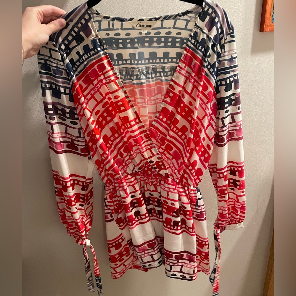 6 Shore Road Long Sleeve Print Romper, XS